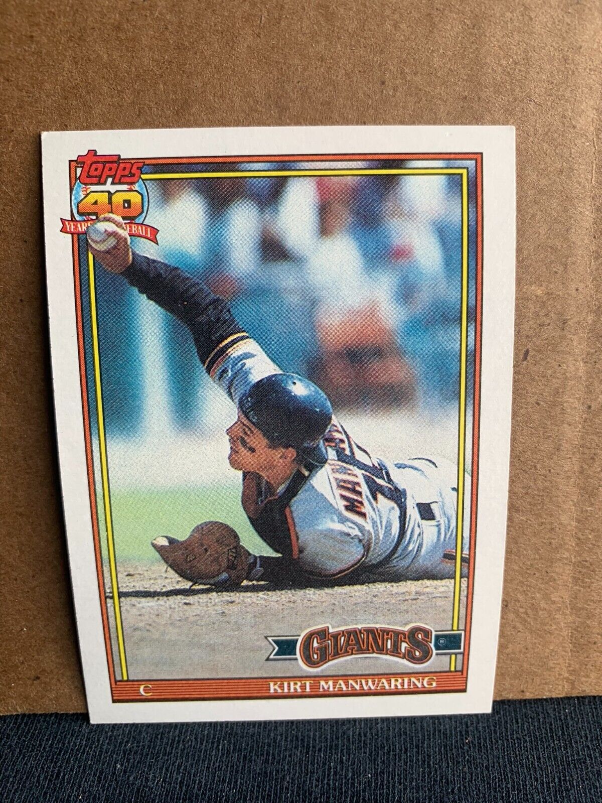 1991 Topps Baseball Card San Francisco Giants Kirt Manwaring