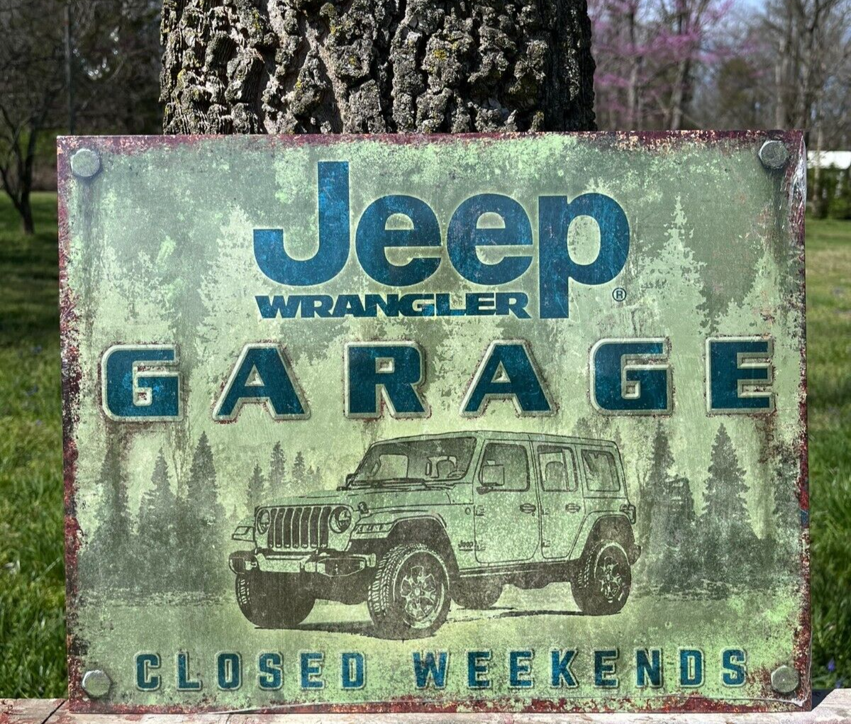 Jeep Wrangler Tin Metal Sign Wall Bar Garage Auto Shop Classic Logo