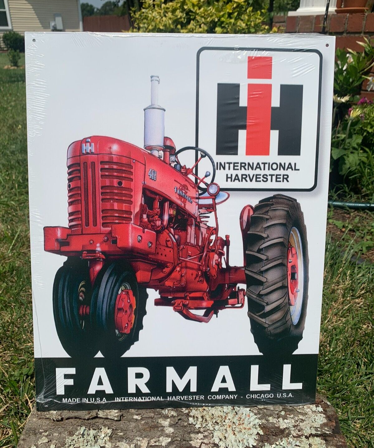 Farmall 400 International Harvester Tractor Tin Metal Sign Garage Barn Vintage