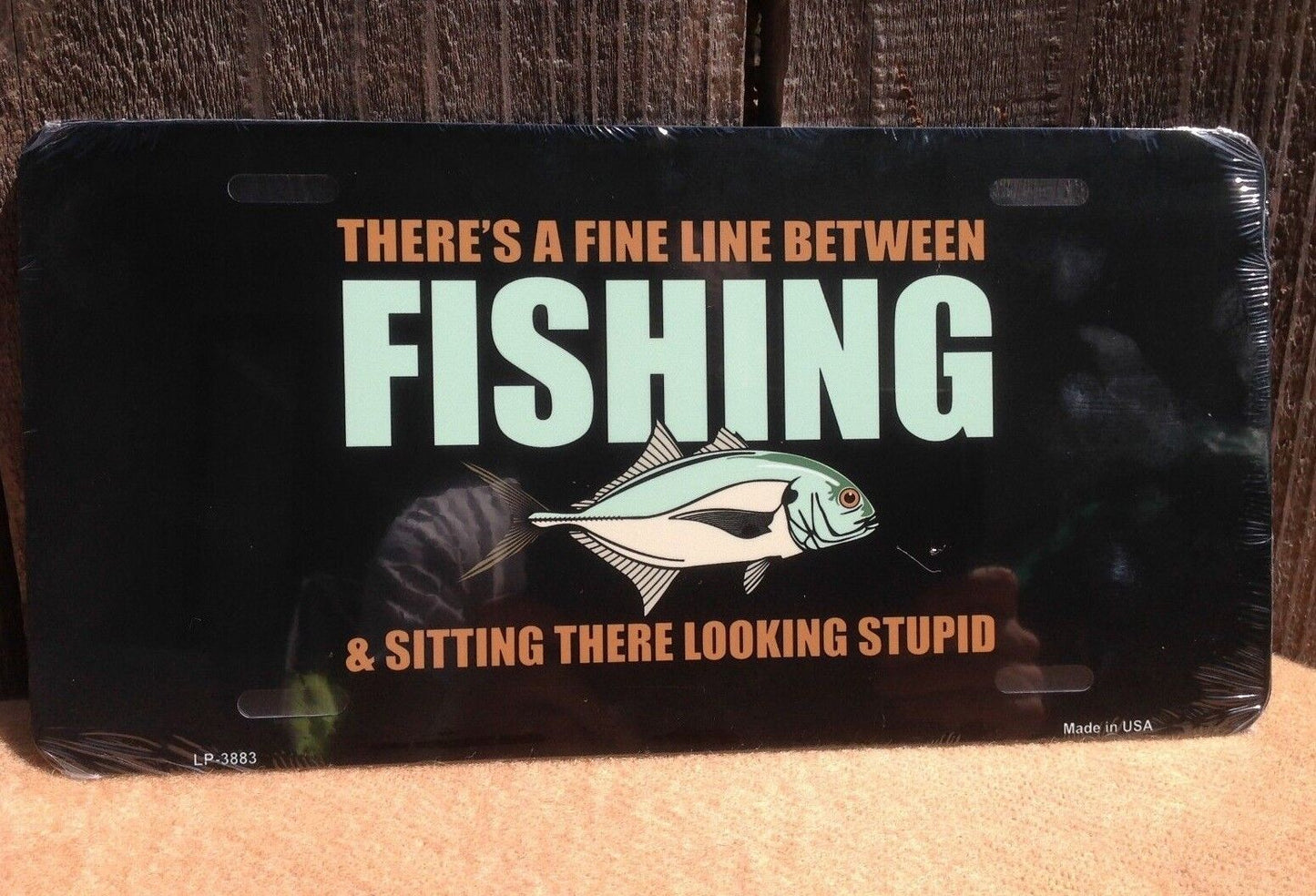 Fine Line Fishing Looking Stupid Novelty License Plate Metal Auto Car Truck Tag