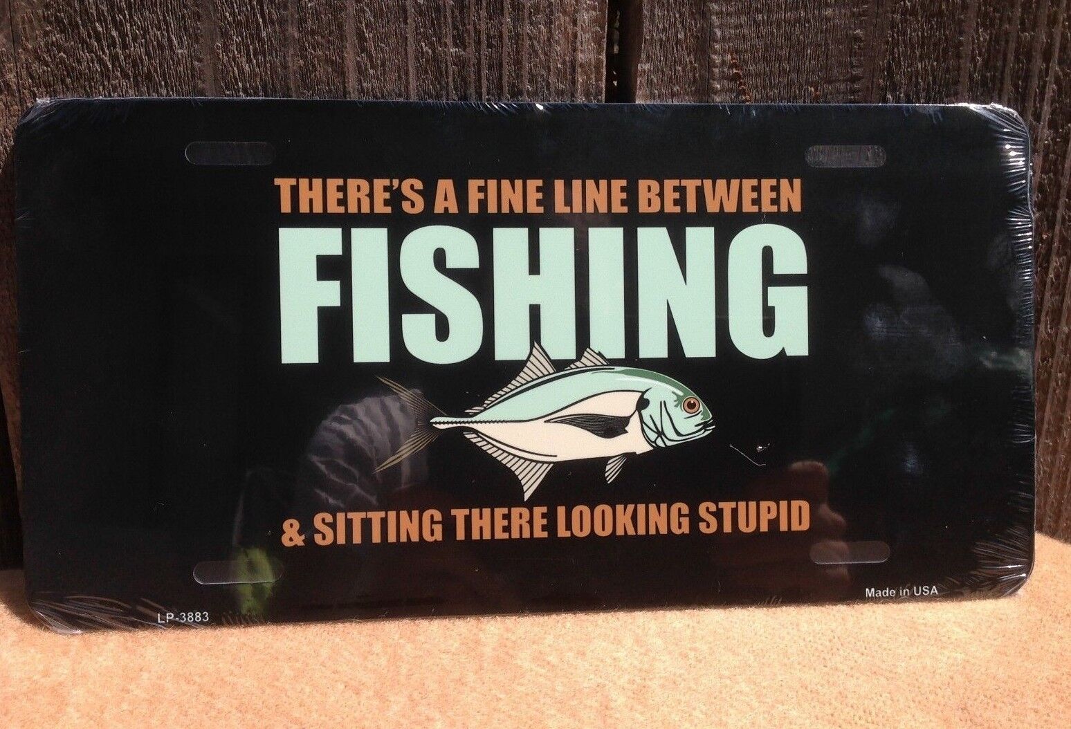 Fine Line Fishing Looking Stupid Novelty License Plate Metal Auto Car Truck Tag