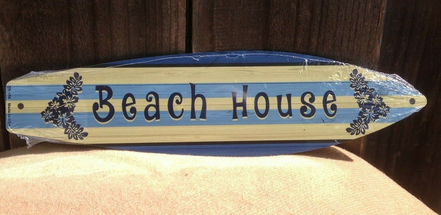 Beach House Flower Mini Novelty Beach Surf Board Sign 17" x 4.5"