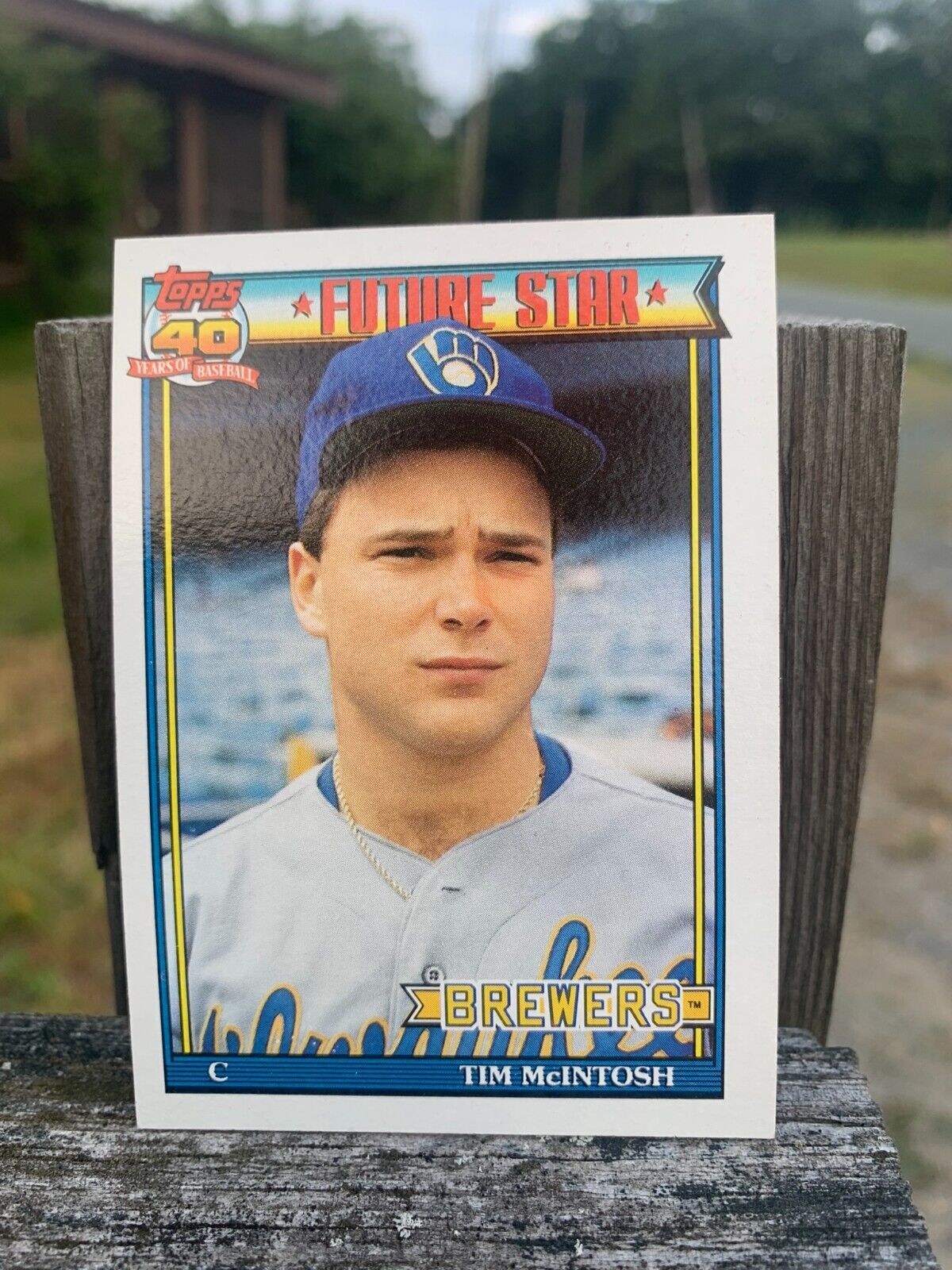 1991 Topps Baseball Card Milwaukee Brewers Future Star Tim McIntosh