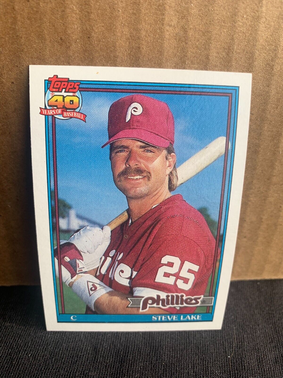 1991 Topps Baseball Card Philadelphia Phillies Steve Lake