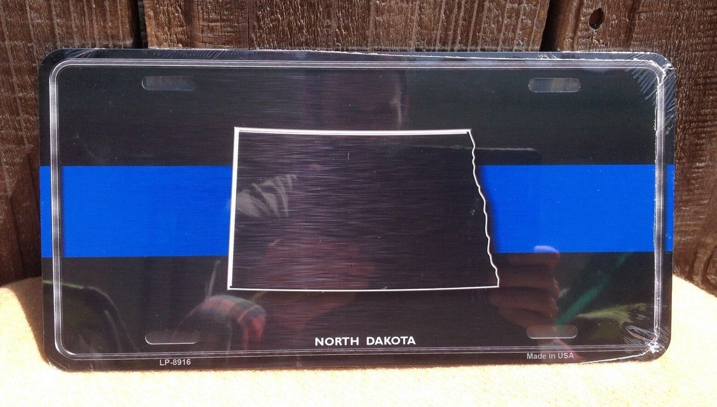 North Dakota Thin Blue Line Police Auto Car Truck Metal Novelty License Plate