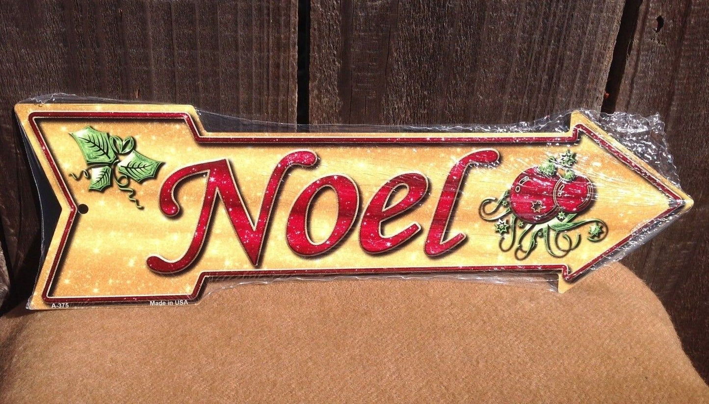 Noel Holly This Way To Arrow Sign Novelty Metal 17" x 5"