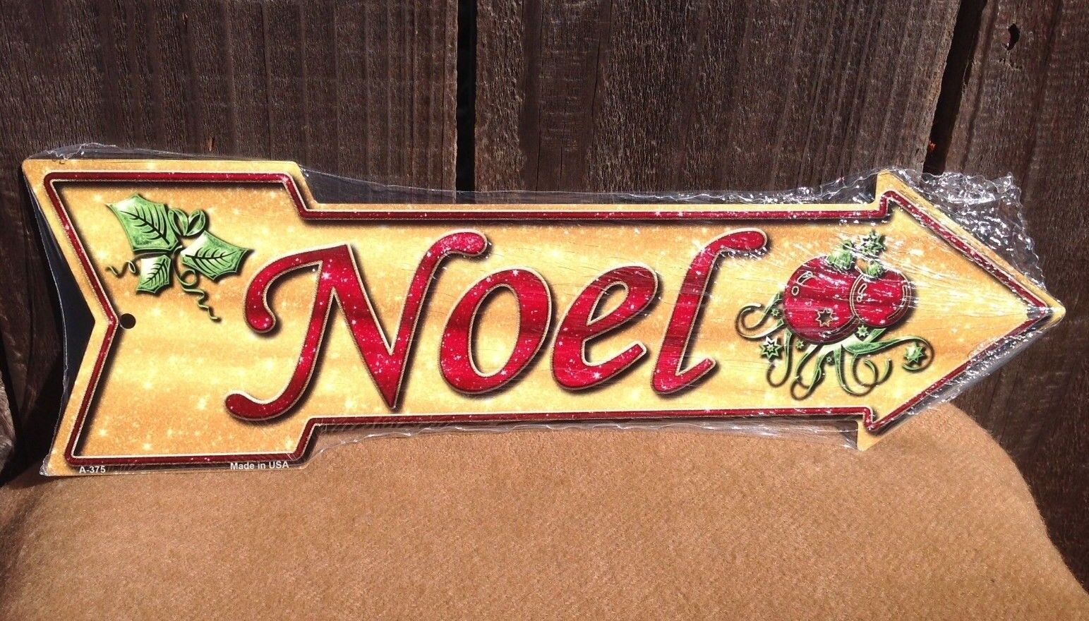 Noel Holly This Way To Arrow Sign Novelty Metal 17" x 5"