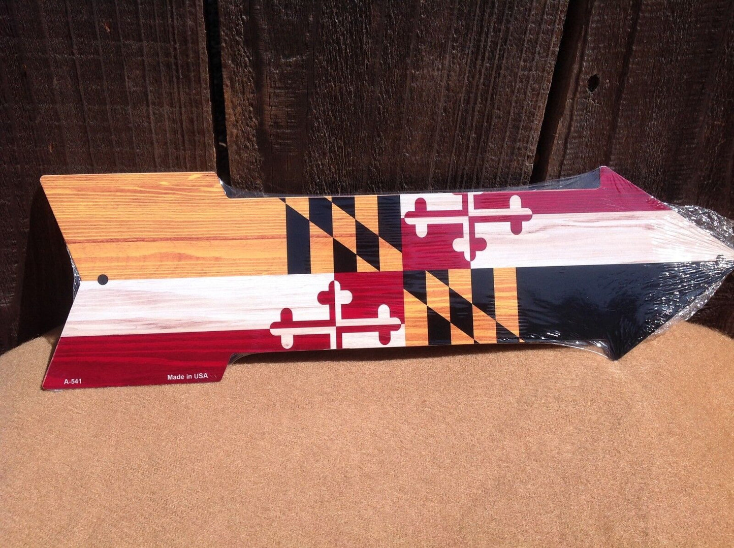 Maryland State Flag This Way To Arrow Sign Directional Novelty Metal 17" x 5"