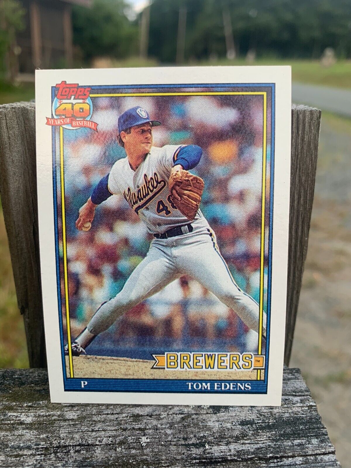 1991 Topps Baseball Card Milwaukee Brewers Tom Edens
