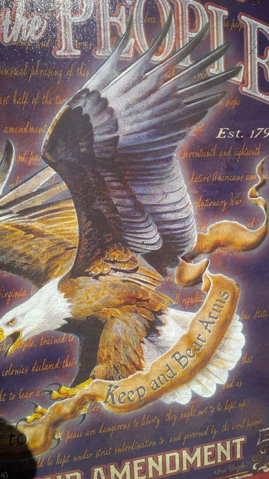 2nd Amendment We The People Eagle US Constitution Right Tin Metal Sign Vintage