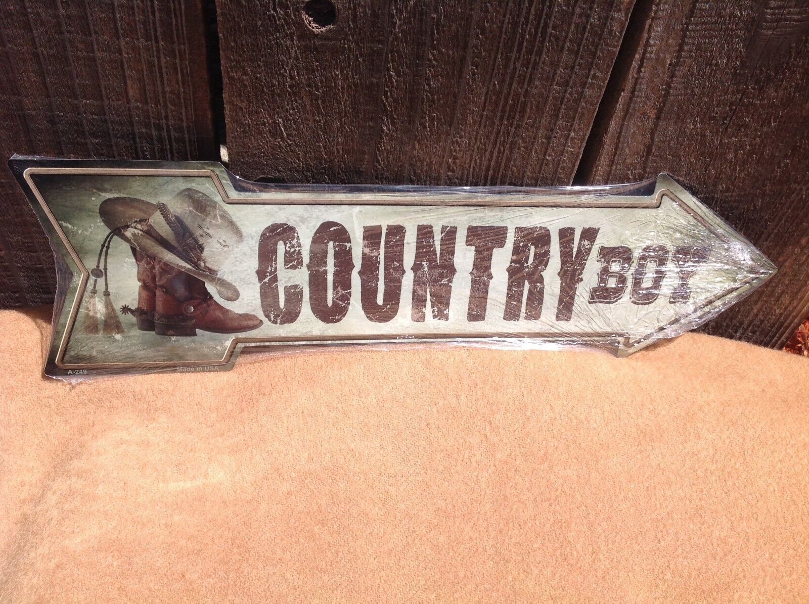 Country Boy This Way To Arrow Sign Directional Novelty Metal 17" x 5"