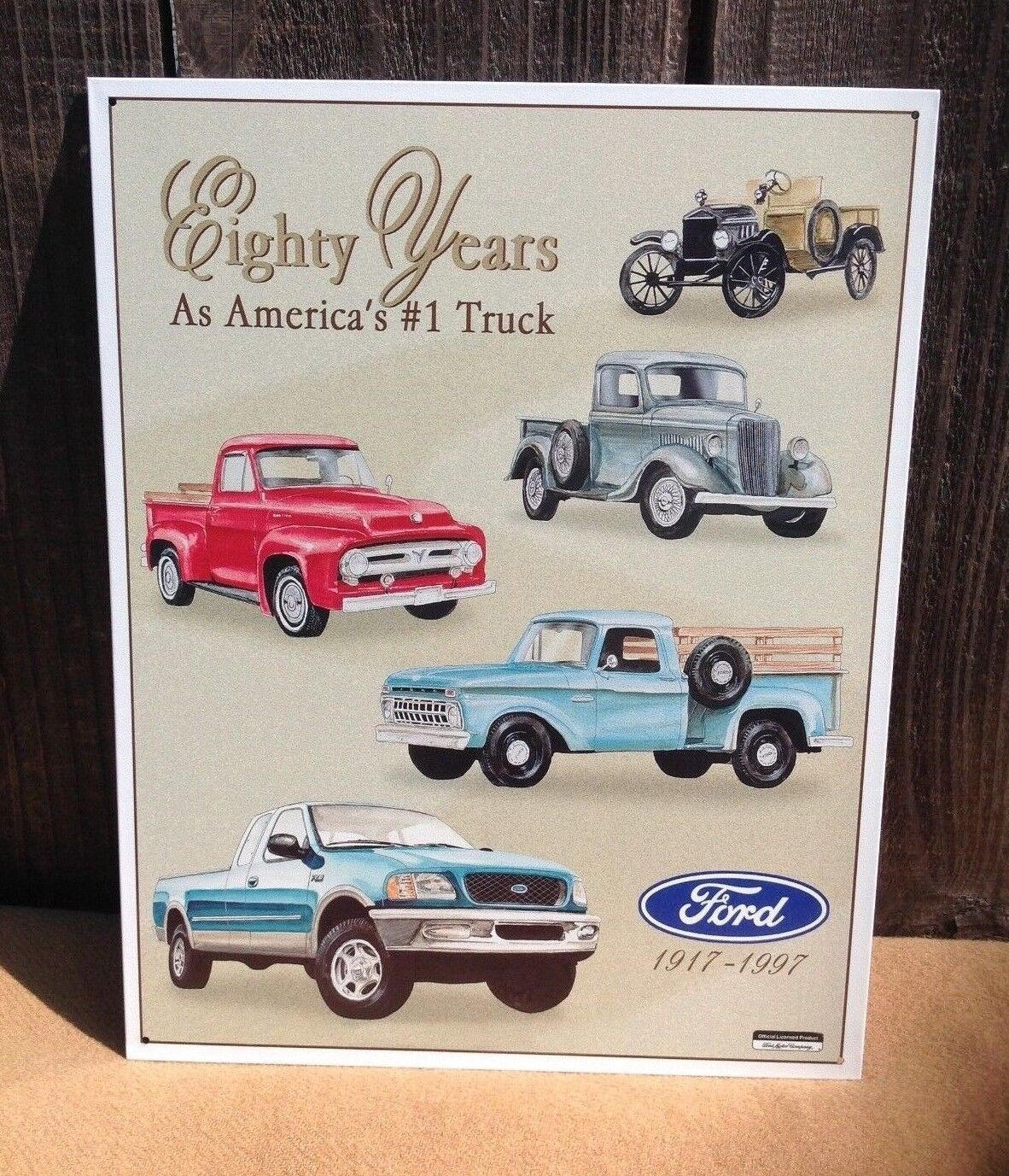Vintage Classic Ford Truck Tin Metal Sign 80 Years 1 Truck Garage Auto Pickup