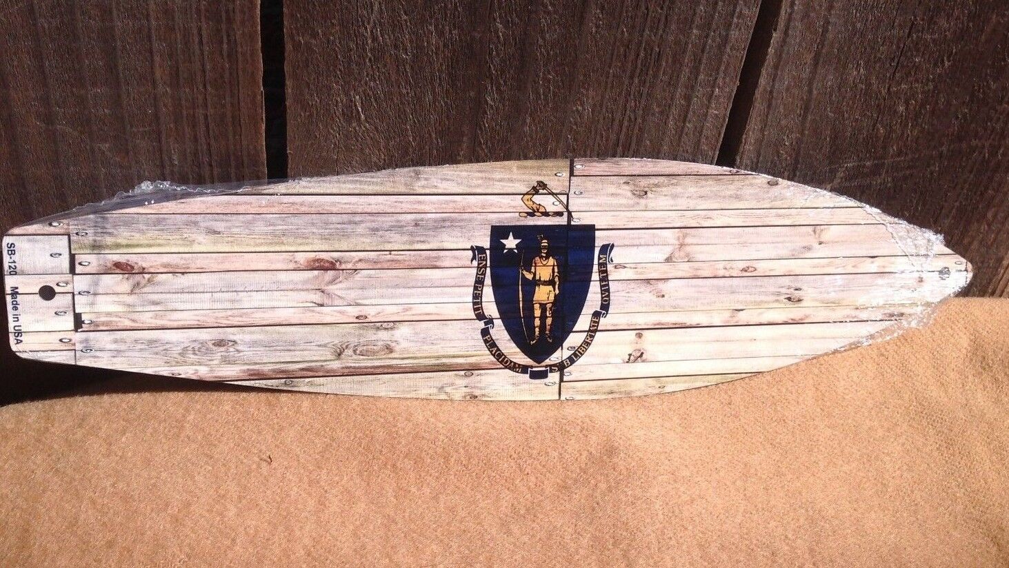 Massachusetts State Flag Mini Novelty Beach Surf Board Sign 17" x 4.5"