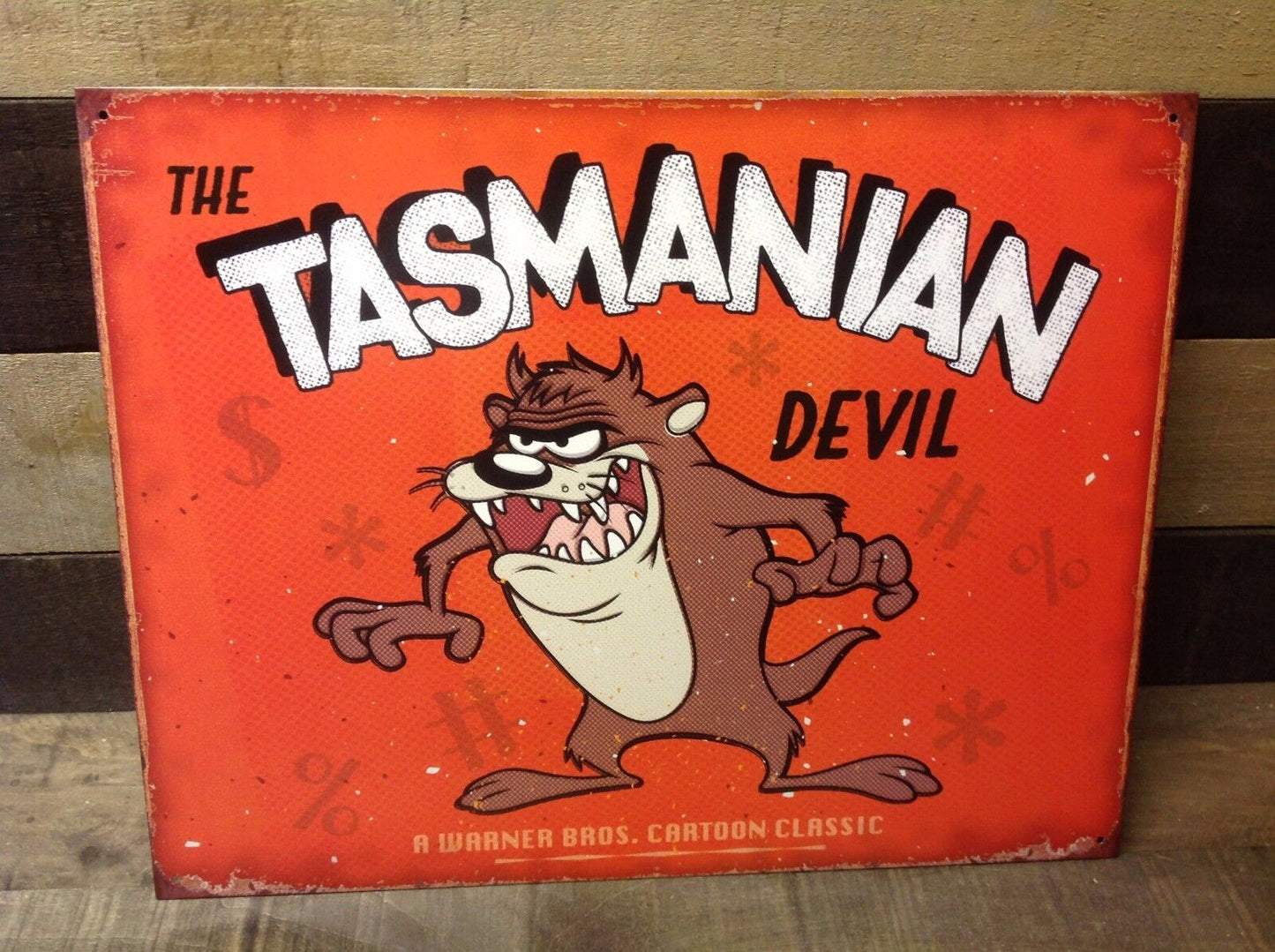 The Tasmanian Devil Metal Sign Tin Vintage Garage Old Rustic Looney Tunes