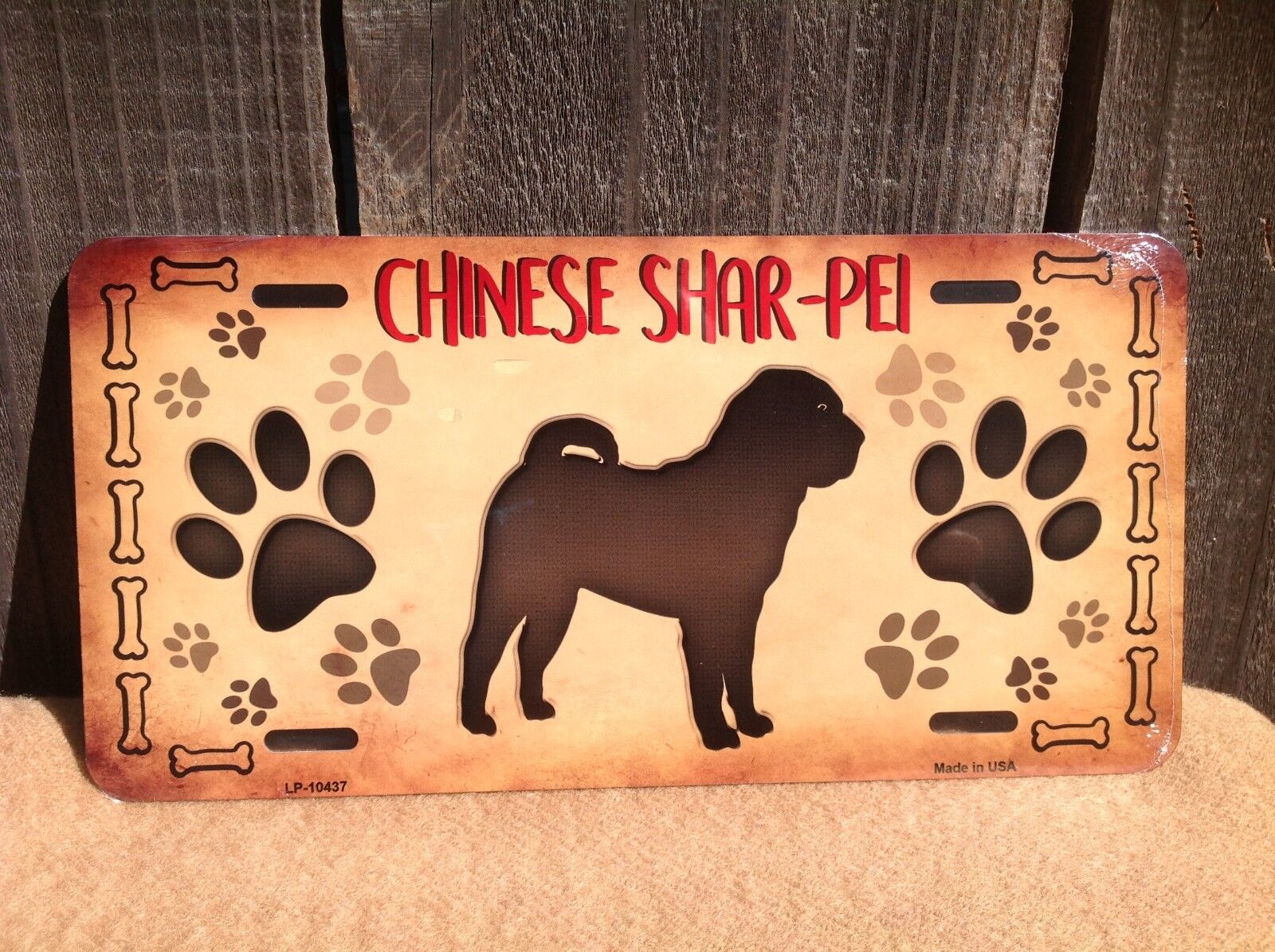 Chinese Shar-Pei Paw Prints Pet Animal Dog Lovers Novelty Auto Tag License Plate