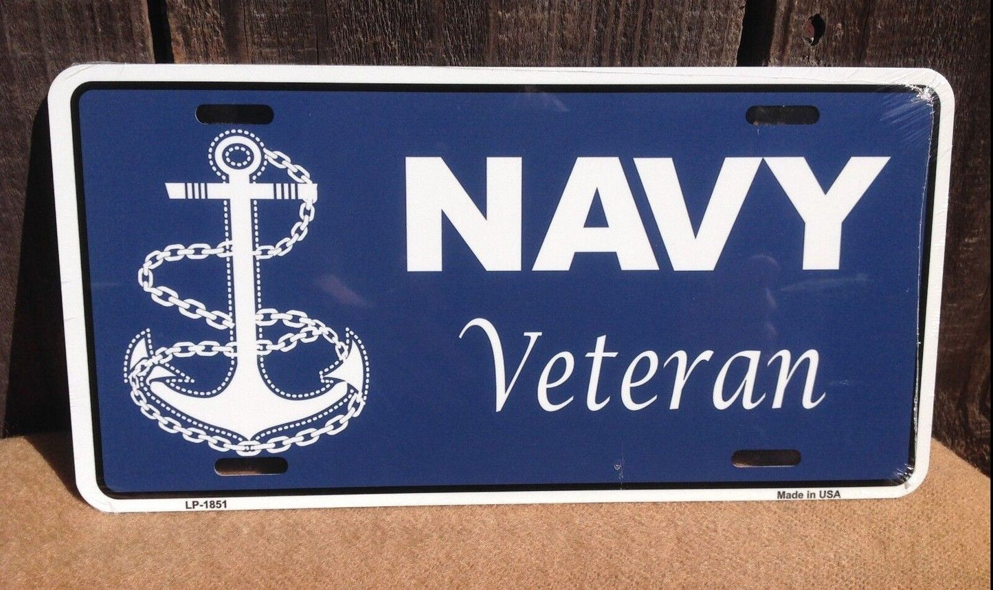 US Navy Veteran Military Metal License Plate Auto Car Truck Tag