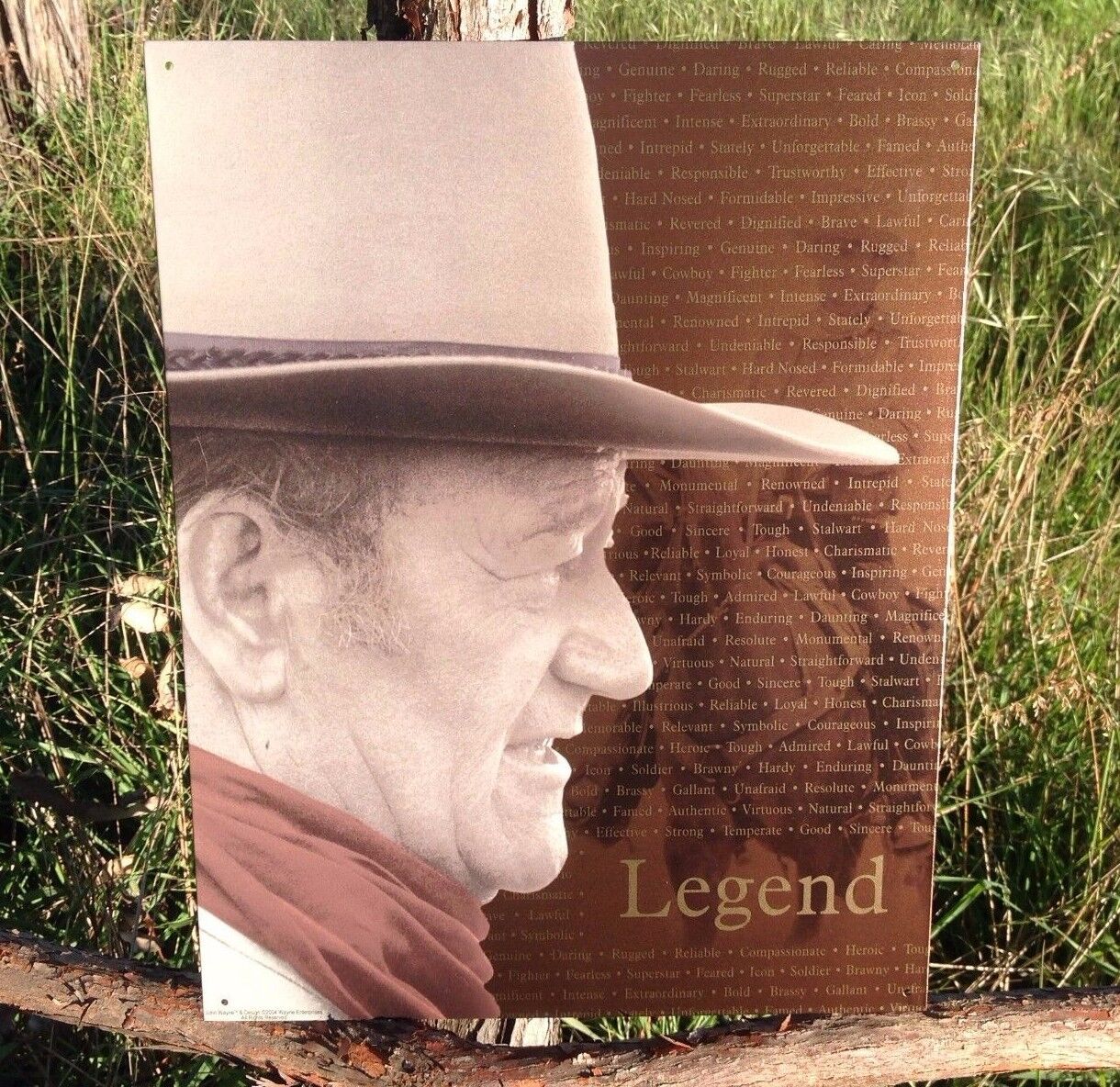 John Wayne Legend Metallic Sign Tin Vintage Garage Bar Decor Old Rustic Western