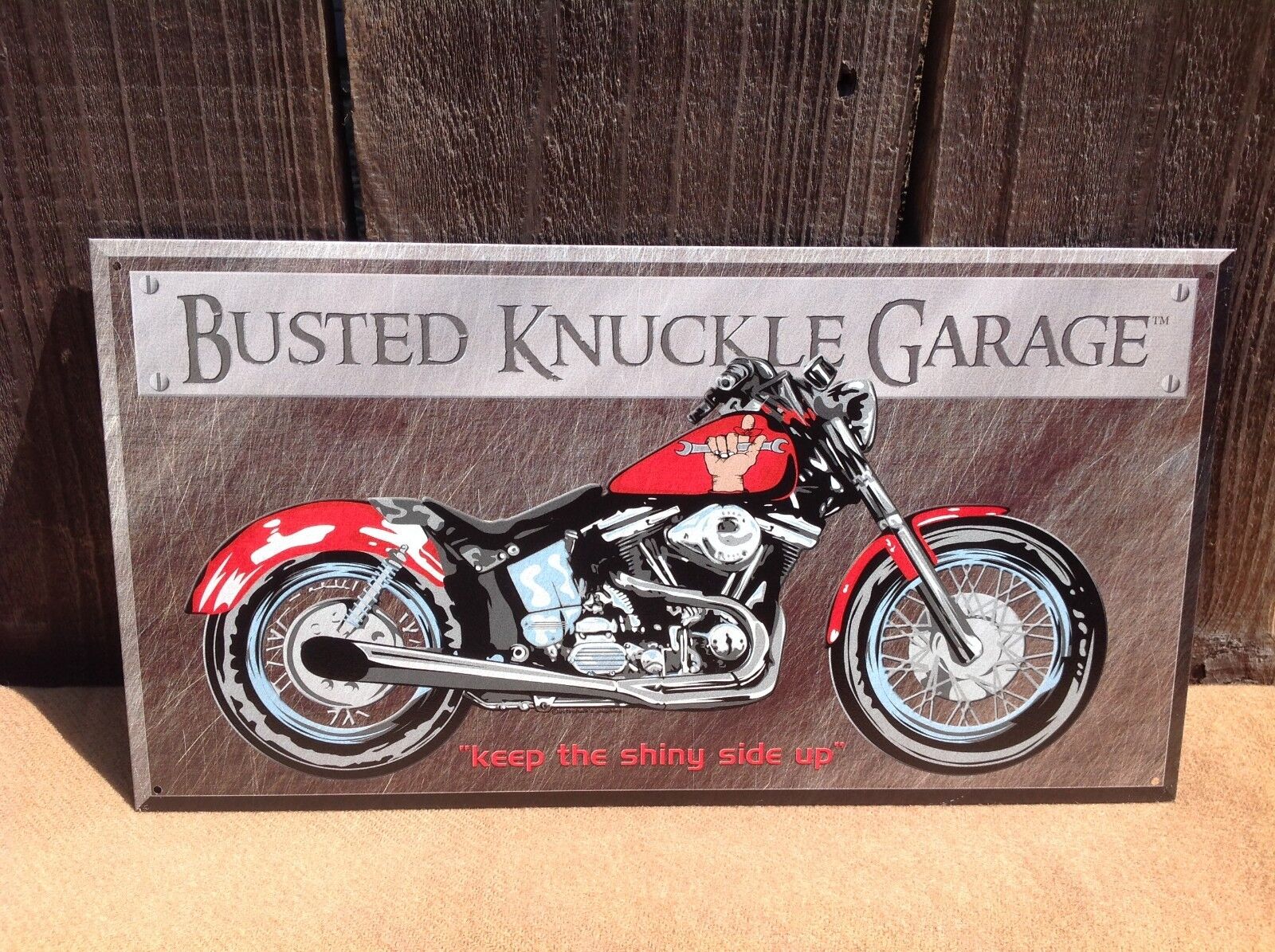 Busted Knuckle Shiny Up Vintage Tin Metal Sign Classic Car Hot Rod Garage Shop