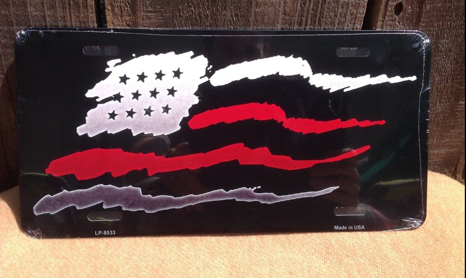 American Flag Thin Red Line Fire Fighter Man Department Novelty License Plate