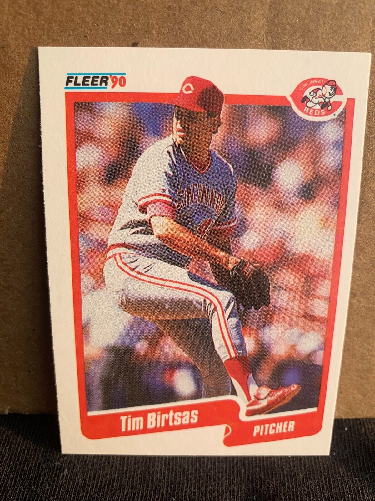 1990 Fleer Baseball Card Cincinnati Reds Tim Birtsas