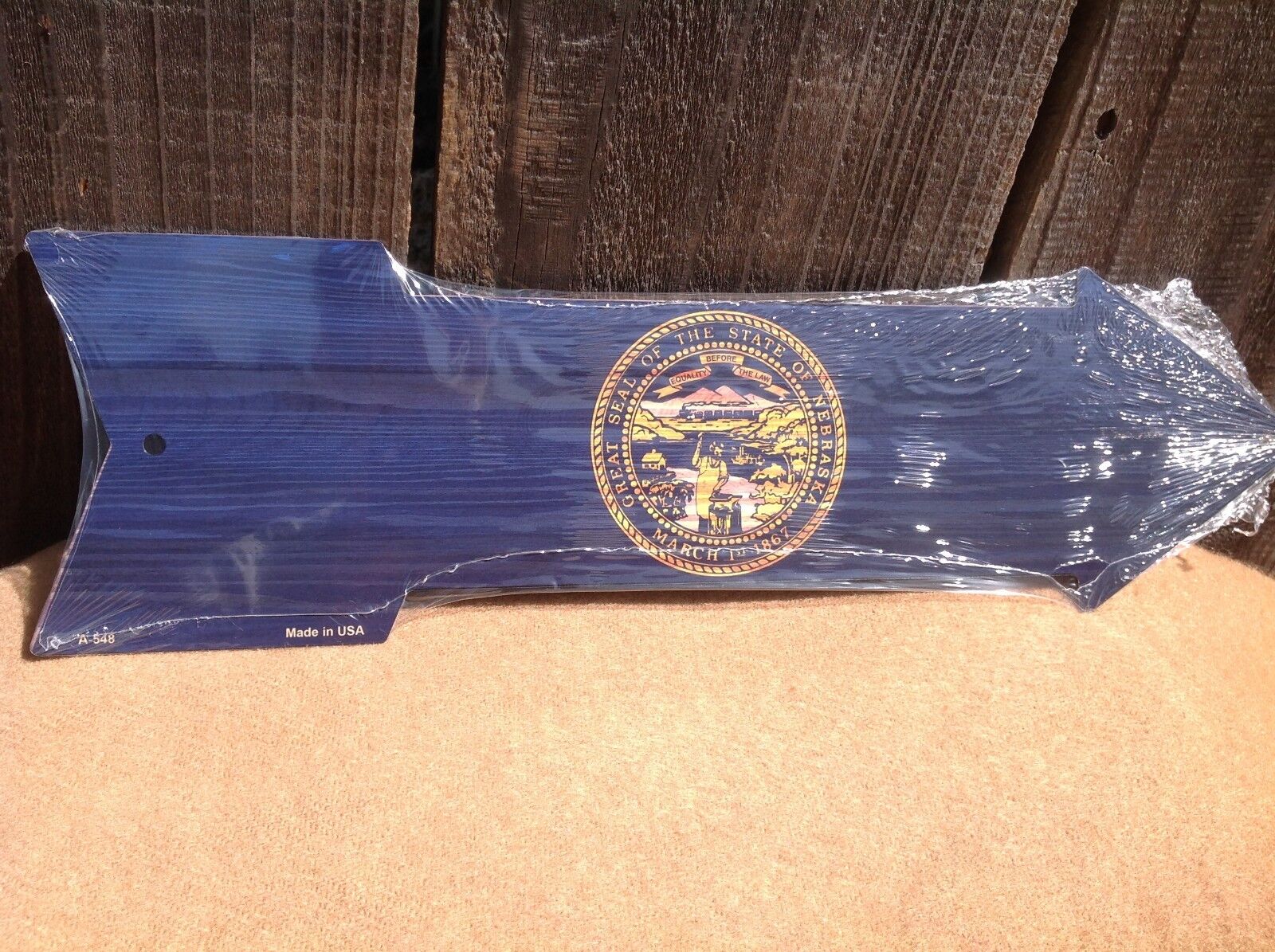 Nebraska State Flag This Way To Arrow Sign Directional Novelty Metal 17" x 5"