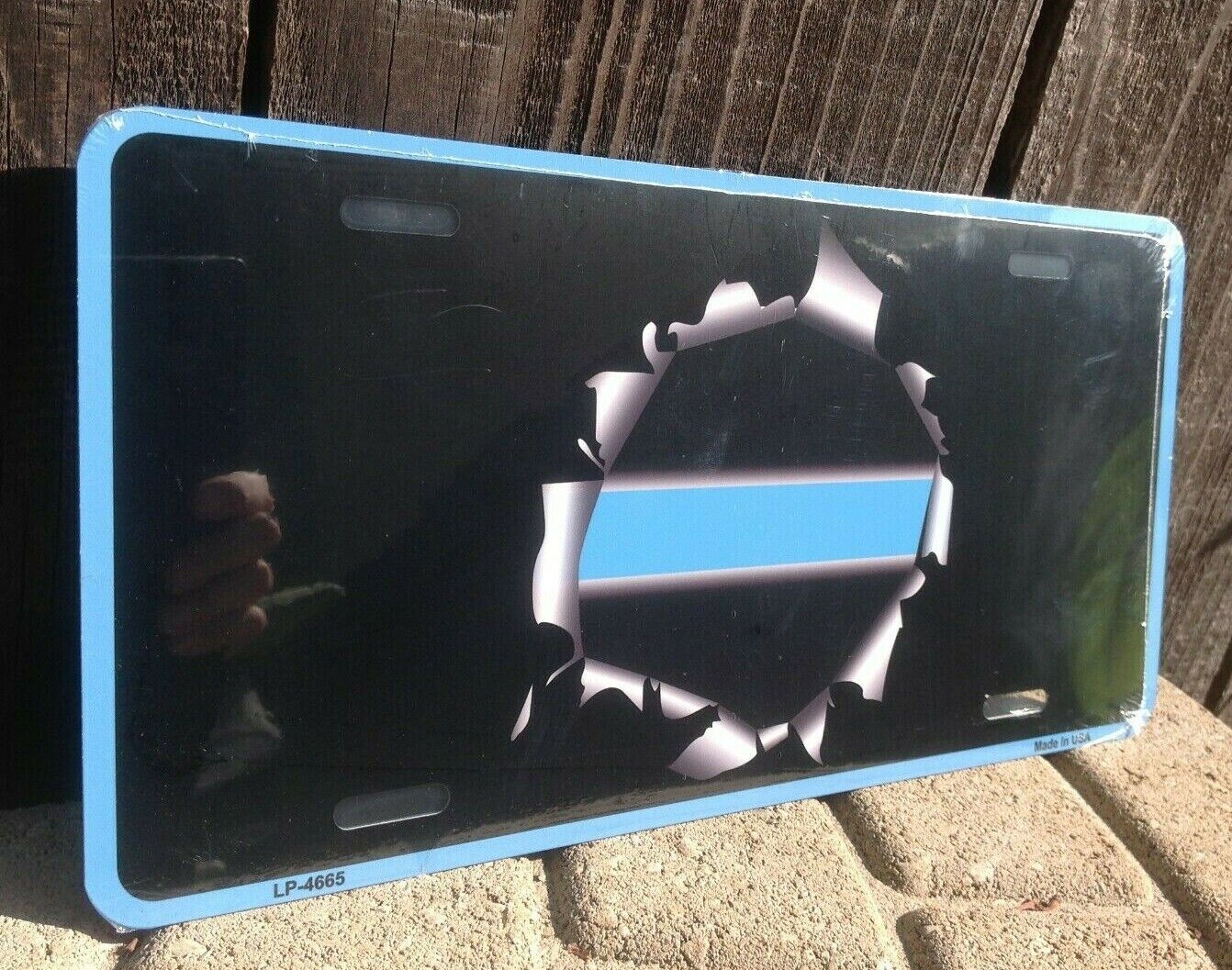Thin Blue Line Bullet Hole Police Auto Car Truck Tag Metal Novelty License Plate
