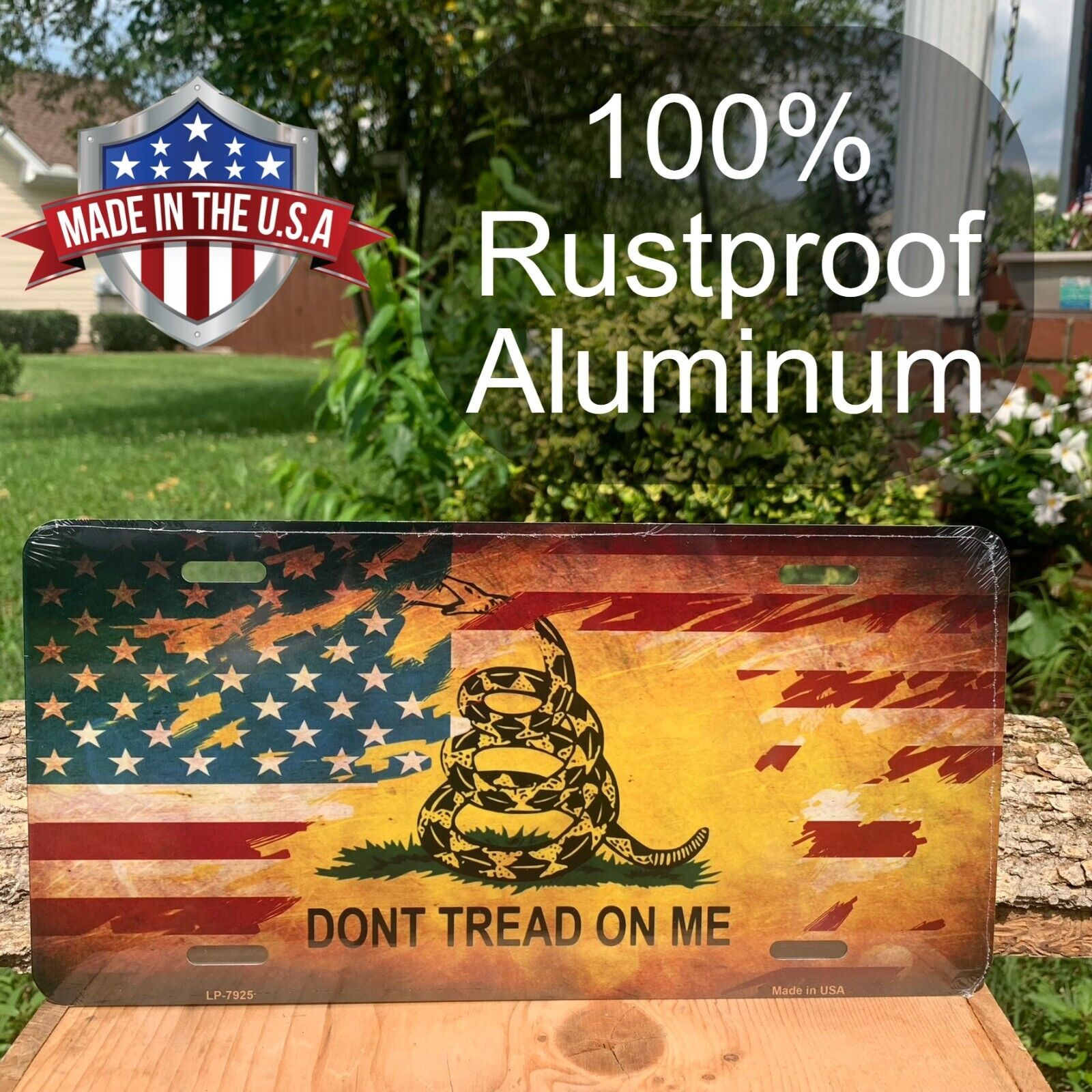 Dont Tread On Me American Flag 2nd Amendment Gadsden Snake Auto License Plate