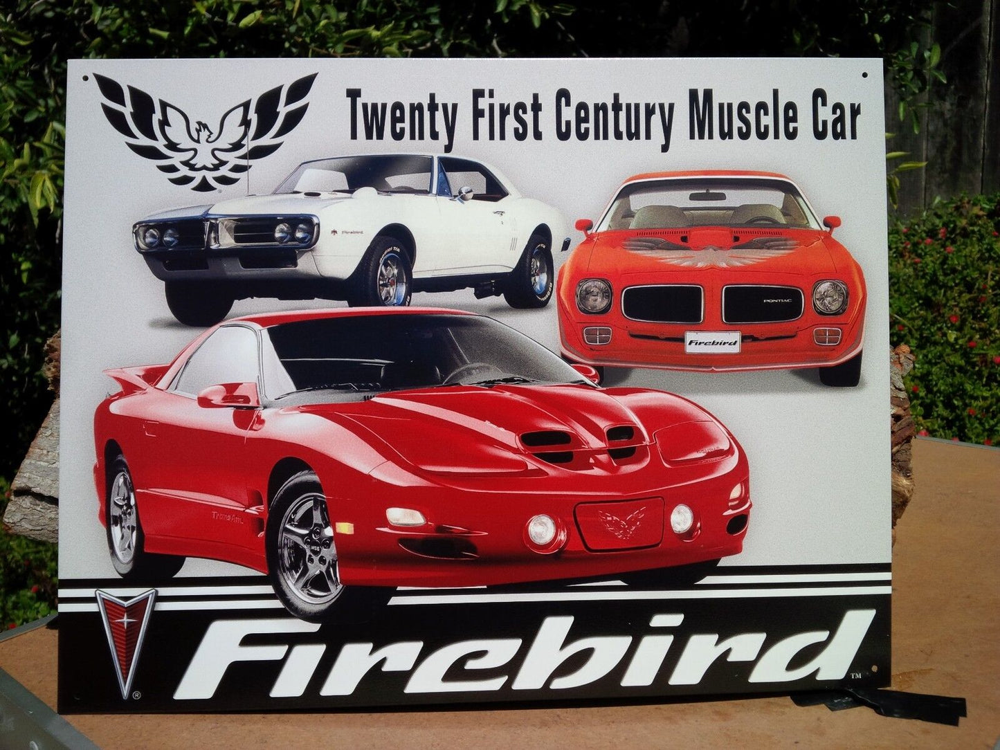 Vintage Pontiac Firebird Tribute Tin Metal Sign Muscle Car Classic Garage Shop  