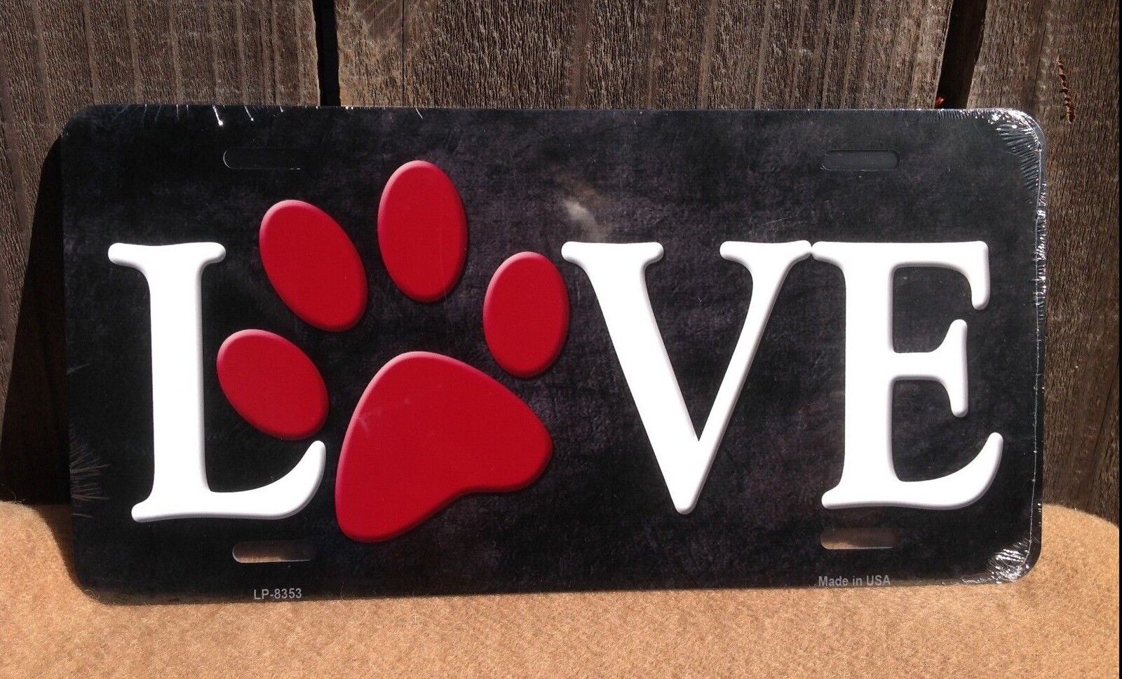 Love Red Paw Print Pet Animal Dog Lovers Novelty Auto Car Truck License Plate