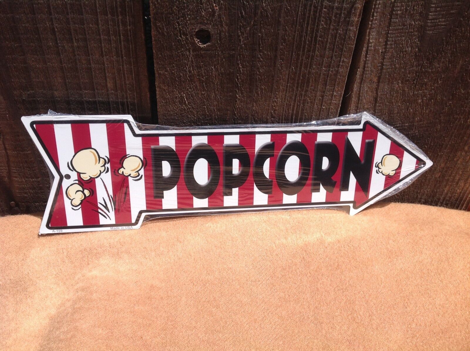 Popcorn This Way To Arrow Sign Directional Novelty Metal 17" x 5"