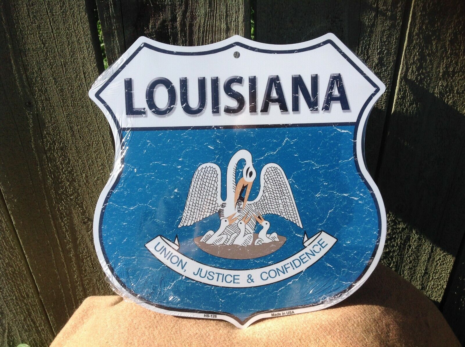 Louisiana State Flag US Highway Sign Novelty Metal 12" x 12" Road