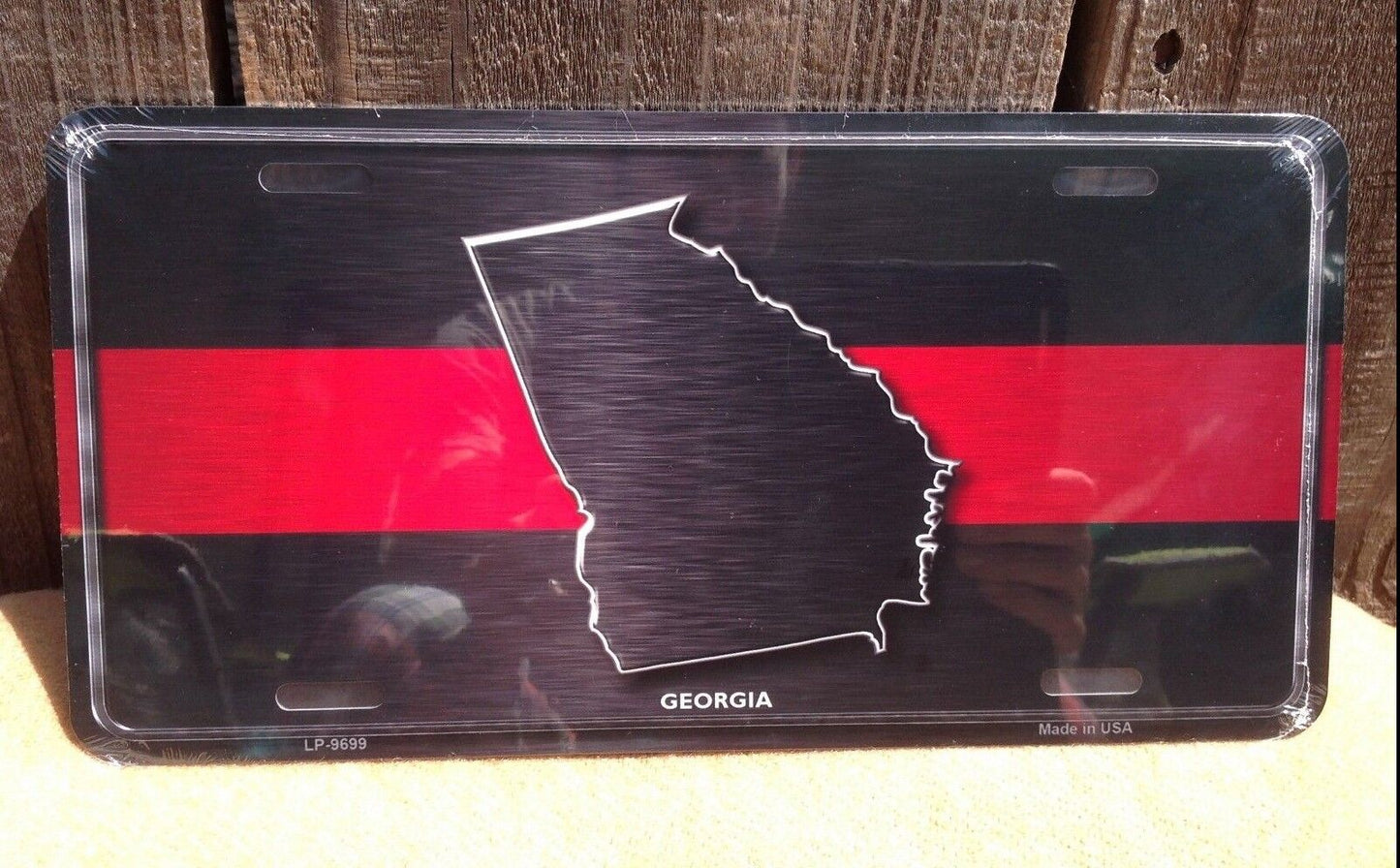 Georgia Thin Red Line Fire Fighter Man Department Novelty License Plate