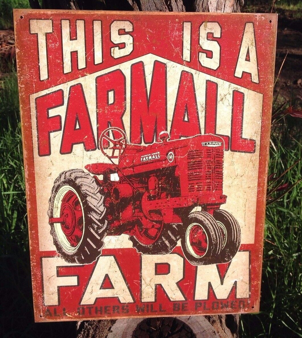 This Farmall Farm Tractor Tin Metal Sign Garage Classic International Harvester