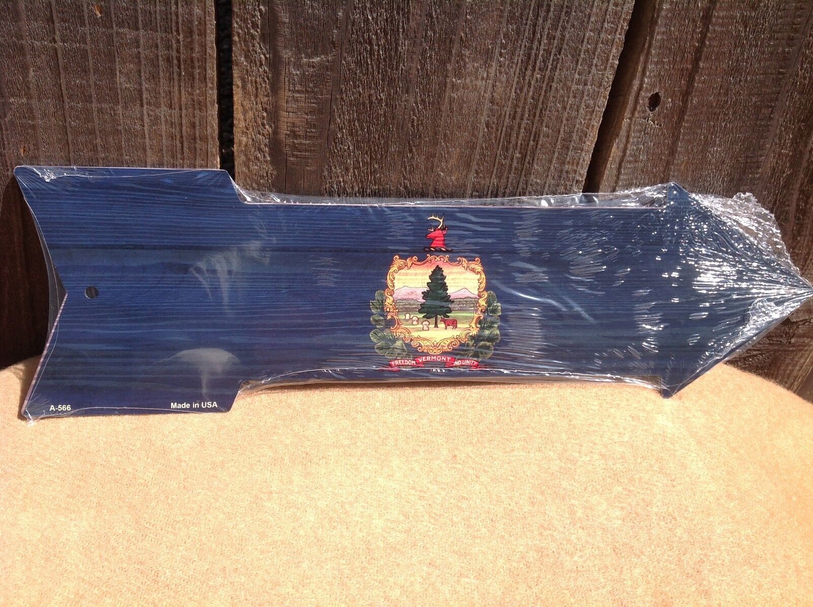 Vermont State Flag This Way To Arrow Sign Direction Novelty Metal 17" x 5"