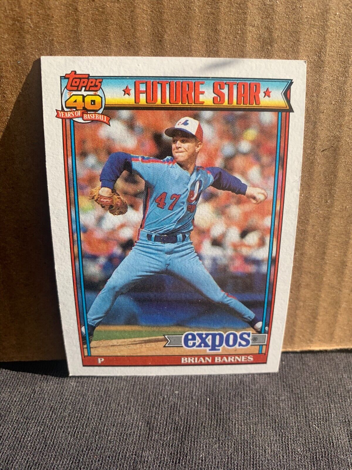 1991 Topps Baseball Card Montreal Expos Brian Barnes Future Star