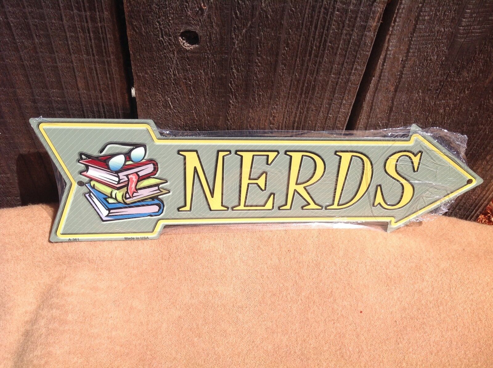 Nerds This Way To Arrow Sign Directional Novelty Metal 17" x 5"