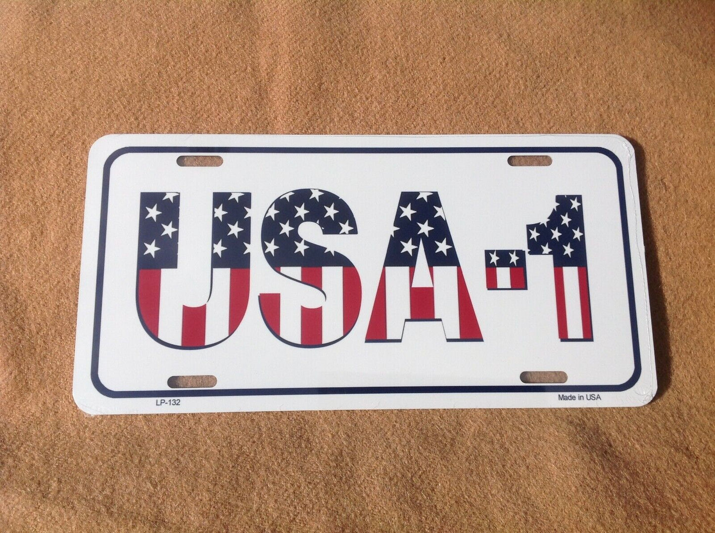 American Flag White USA-1 Lettering License Plate Car Auto Truck USA Patriotic