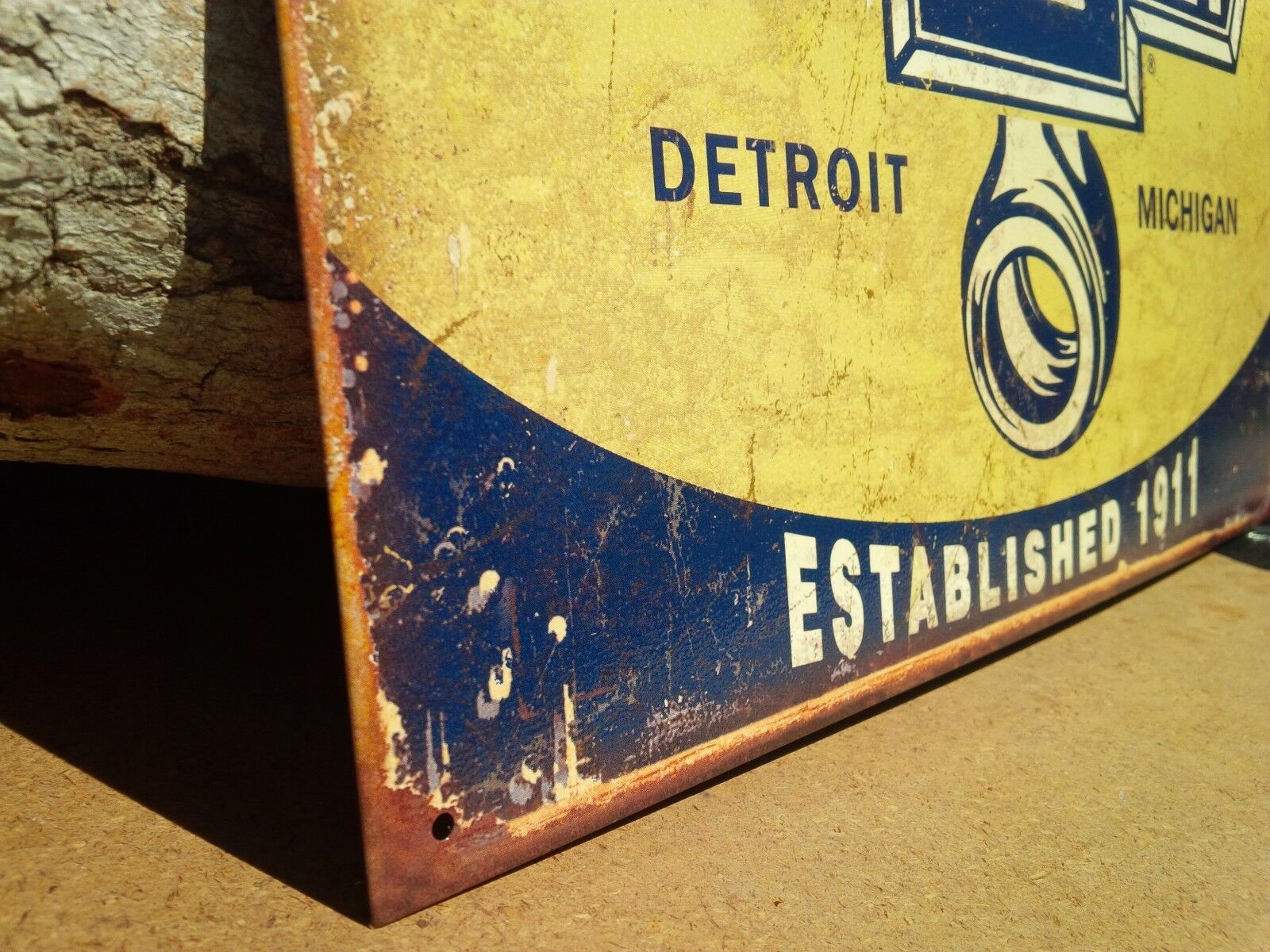 Vintage Genuine Chevy Parts Tin Metal Sign 1911 Garage Shop GM Rustic Pistons