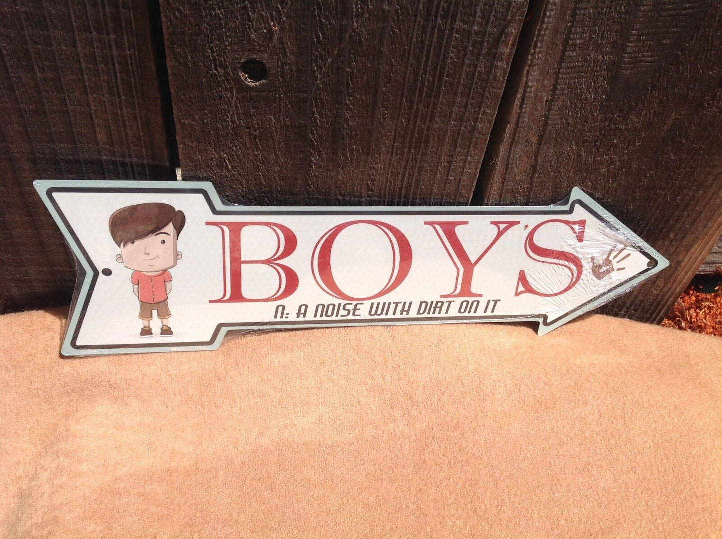 Boys This Way To Arrow Sign Directional Novelty Metal 17" x 5"