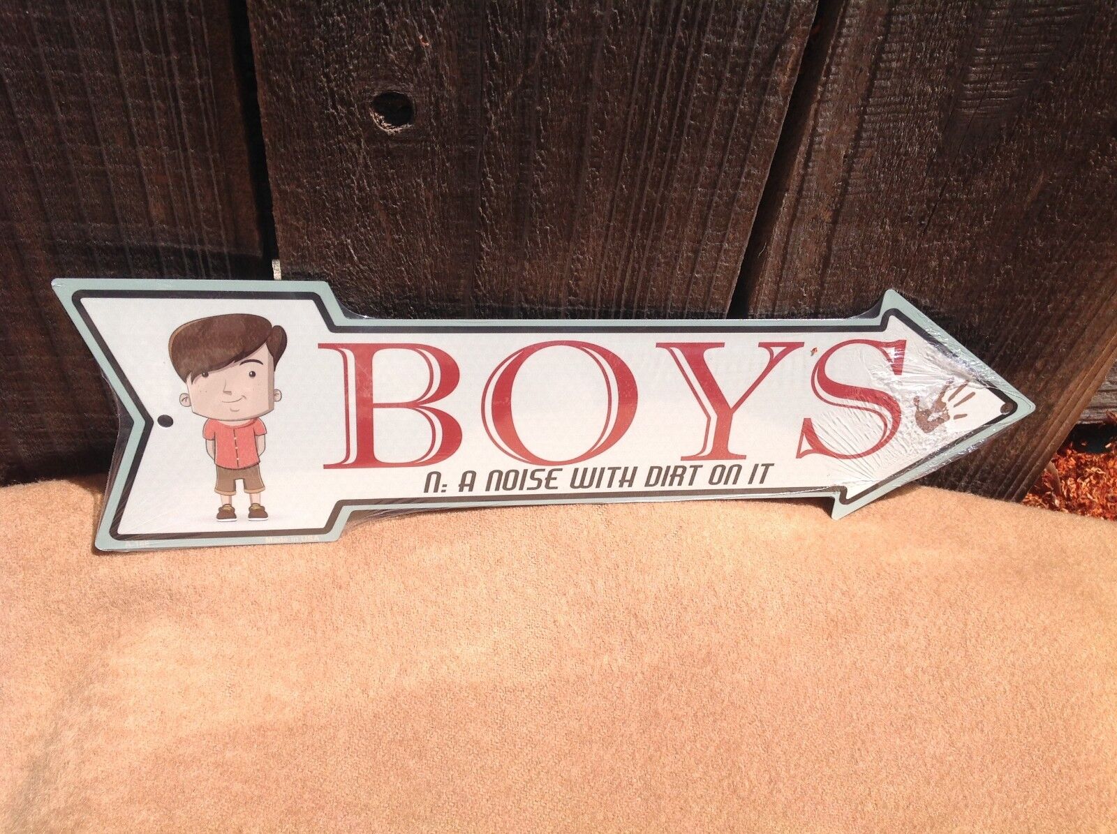 Boys This Way To Arrow Sign Directional Novelty Metal 17" x 5"