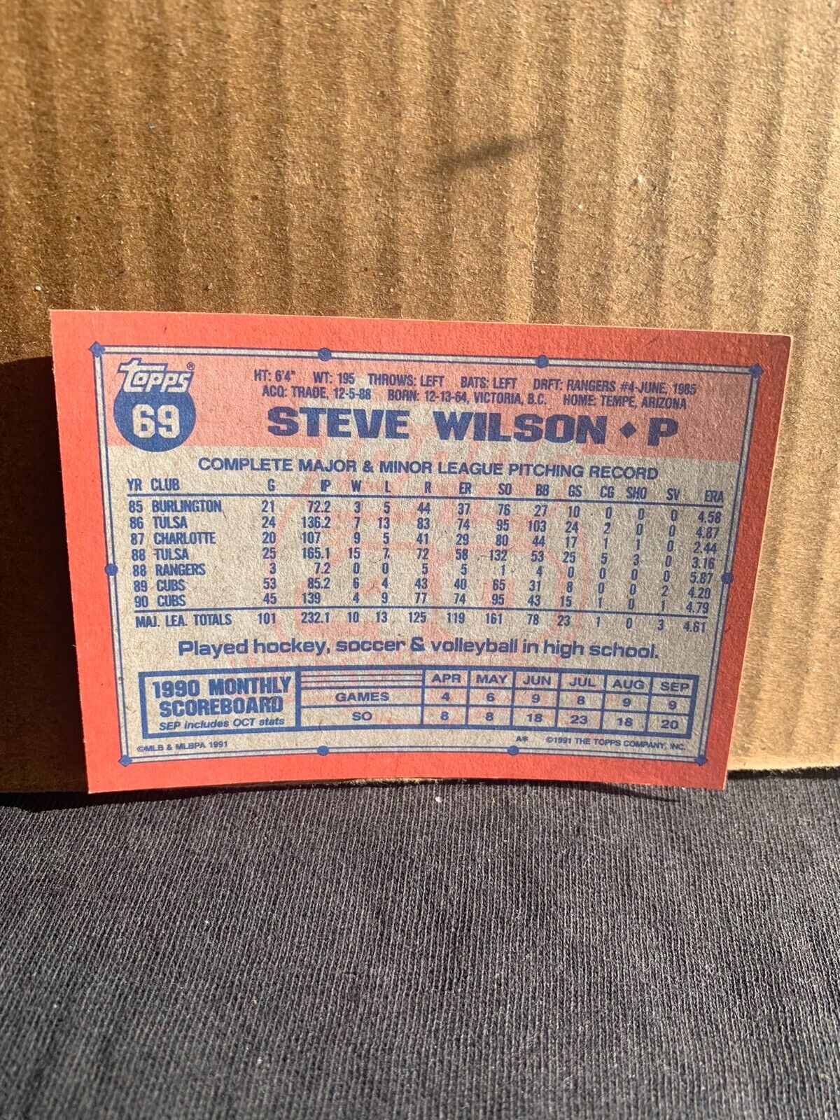 1991 Topps Baseball Card Chicago Cubs Steve Wilson