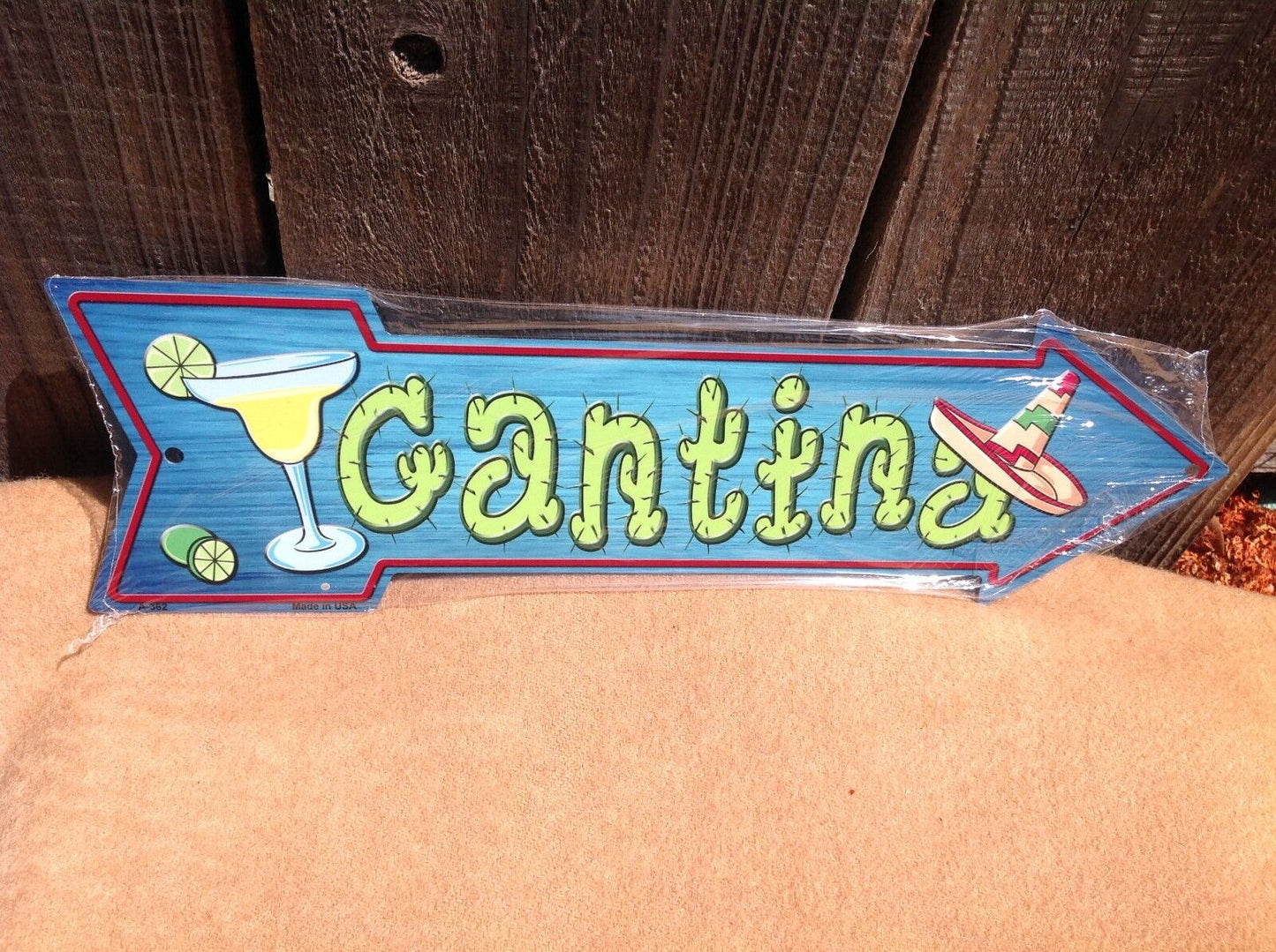 Cantina Mexican This Way To Arrow Sign Directional Novelty Metal 17" x 5"