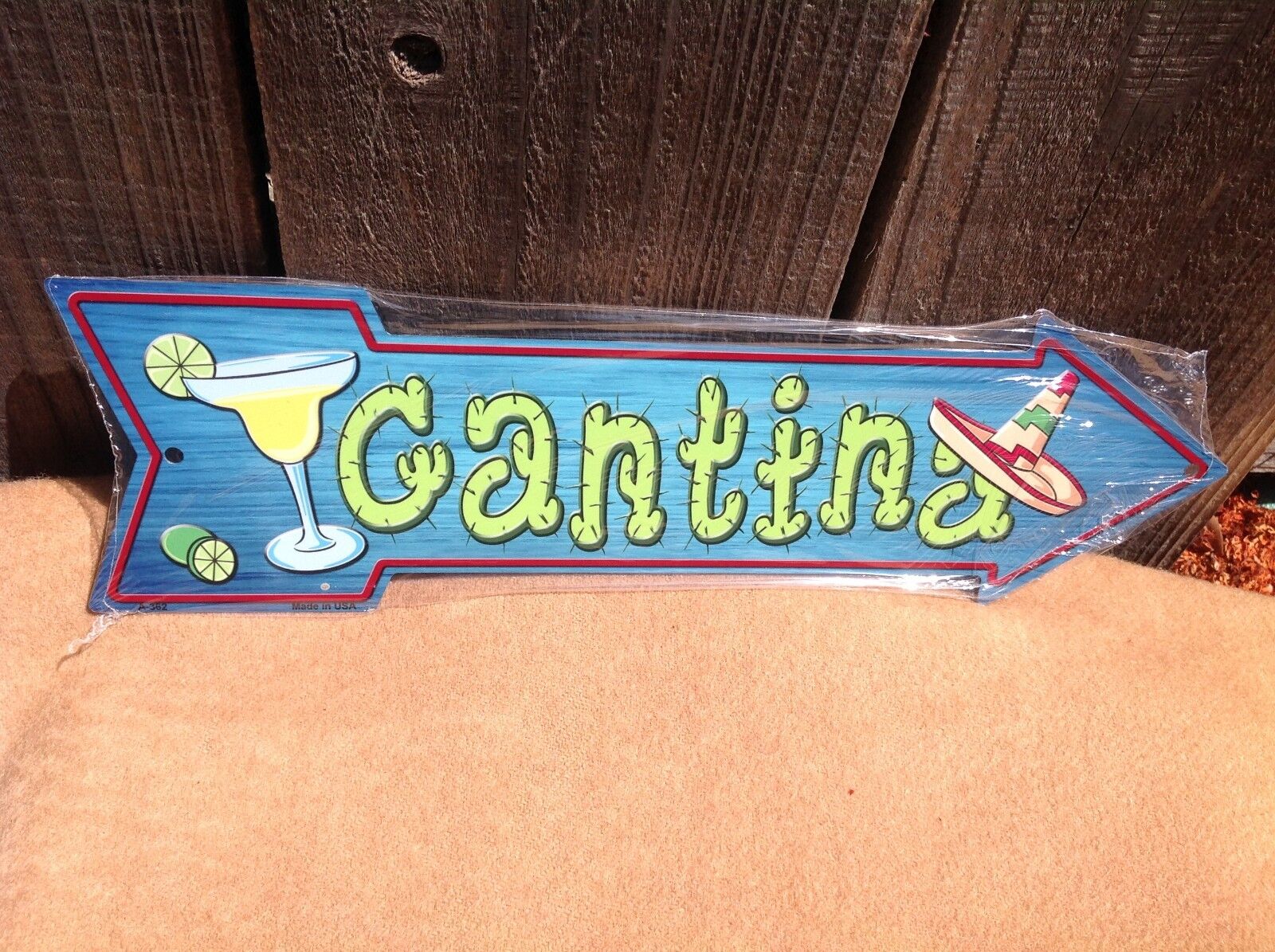 Cantina Mexican This Way To Arrow Sign Directional Novelty Metal 17" x 5"