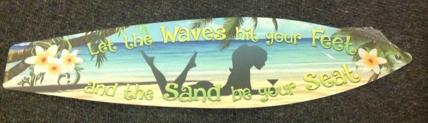 Waves Hit Feet Sand Seat Mini Novelty Beach Surf Board Sign 17" x 4.5"