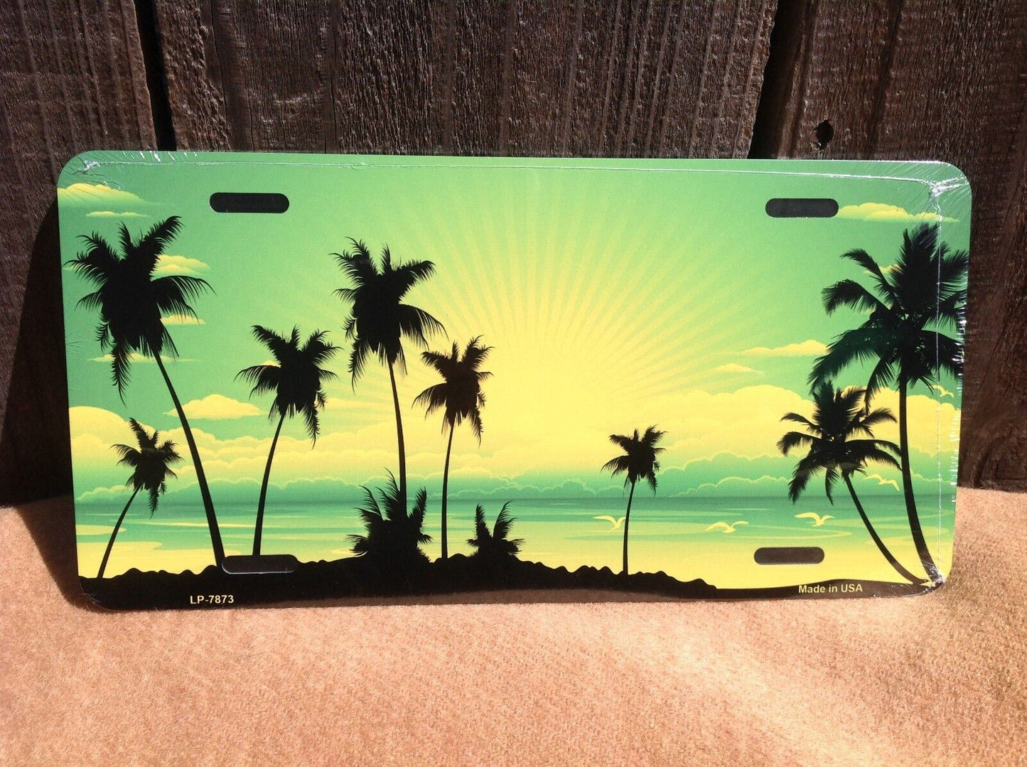 Green Morning Sunrise Ocean Beach Sand Novelty License Plate Car Auto Truck Tag