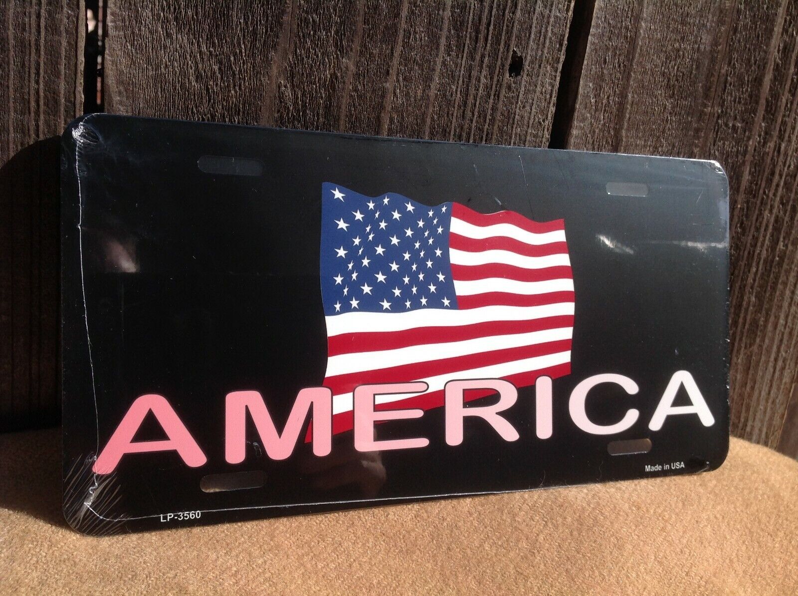 America Flag Black License Plate Car Auto Truck USA Patriotic