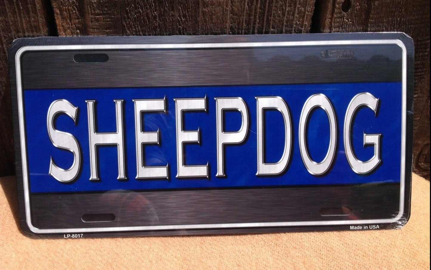 Sheepdog Thin Blue Line Police Auto Car Truck Tag Metal Novelty License Plate
