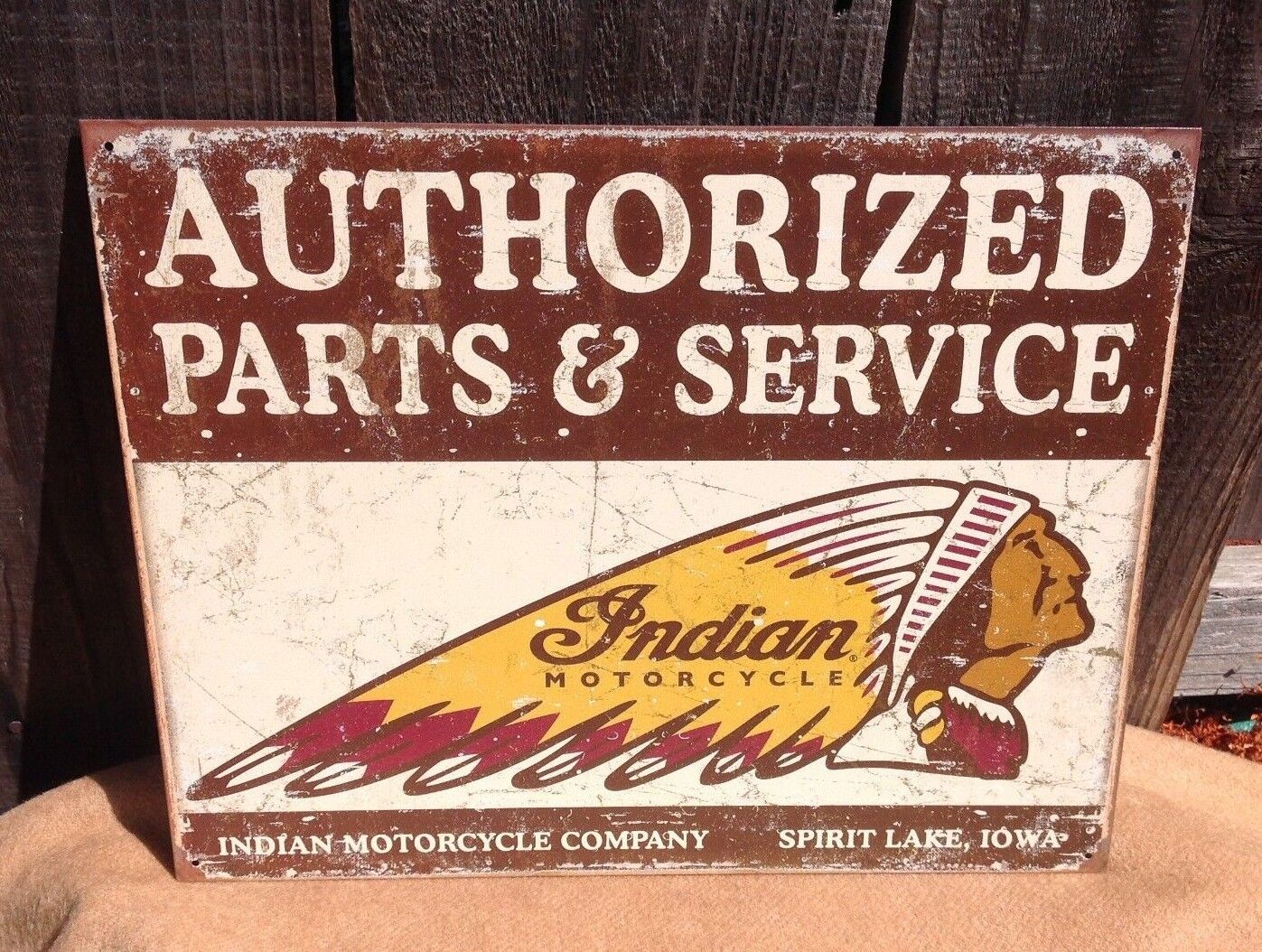 Indian Logo Parts Service Motorcycle Tin Metal Sign Wall Garage Classic Rustic