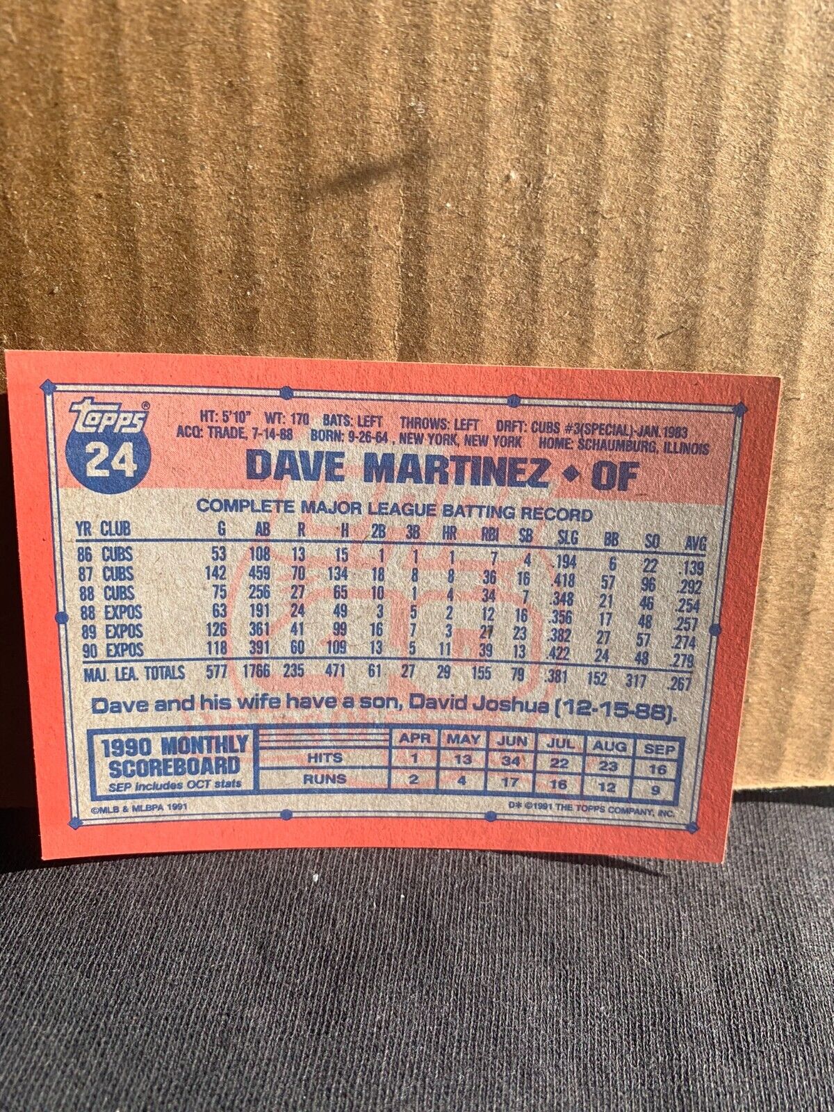 1991 Topps Baseball Card Montreal Expos Dave Martinez
