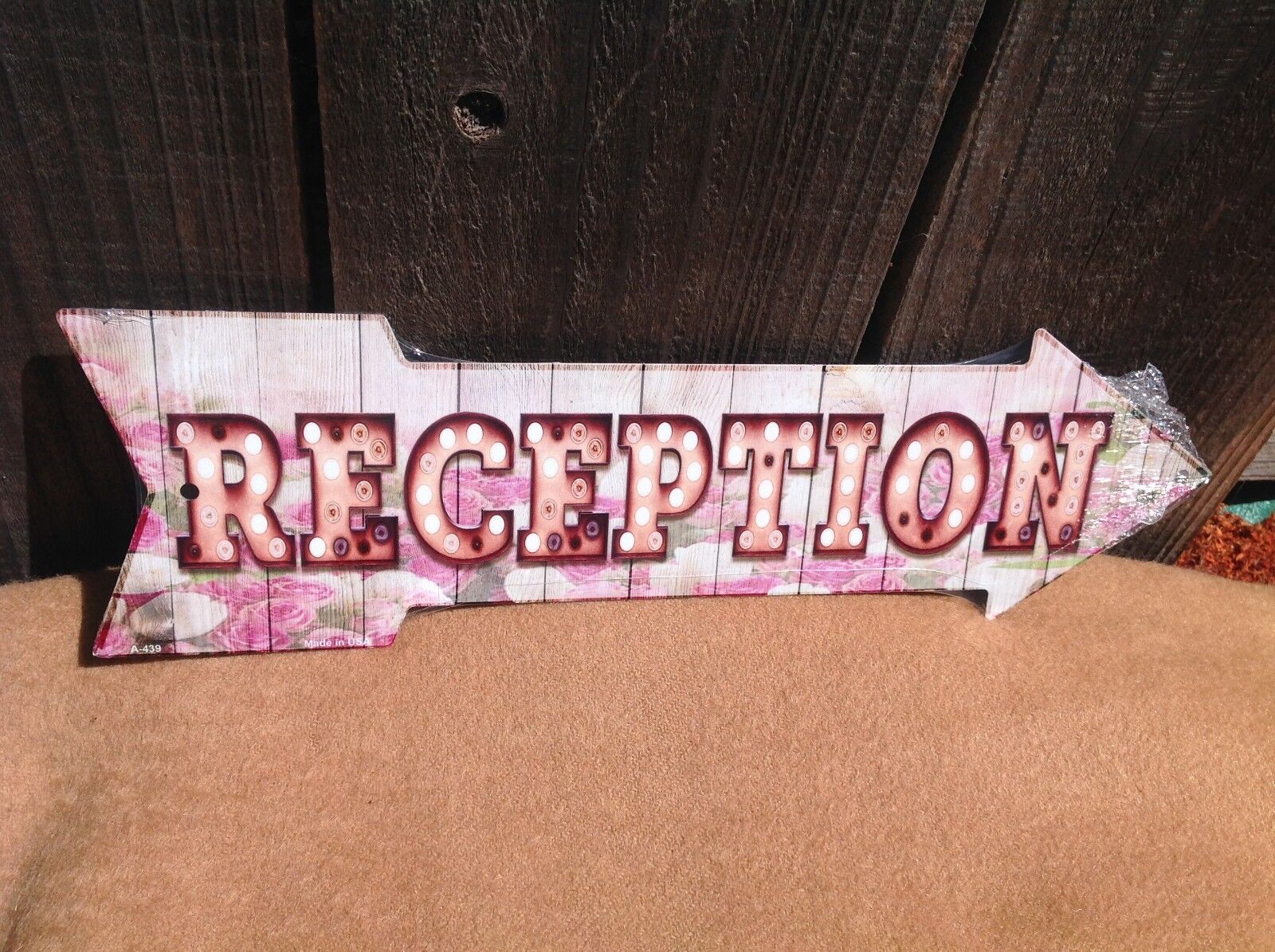 Reception This Way To Arrow Sign Directional Novelty Metal 17" x 5"